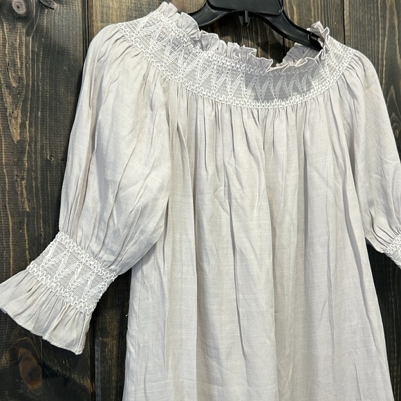 Anthropologie HD in Paris Off Shoulder Mini Dress XS Lace Appliques Smocked Boho - Picture 3 of 12